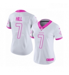 Womens Nike New Orleans Saints 7 Taysom Hill Limited White Pink Rush Fashion NFL Jersey
