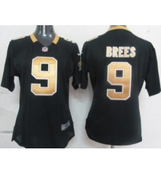 Womens Nike New Orleans Saints 9 Brees Black Nike NFL Jerseys