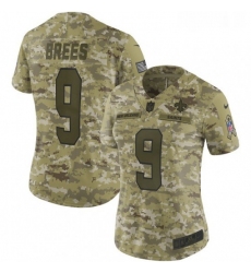 Womens Nike New Orleans Saints 9 Drew Brees Limited Camo 2018 Salute to Service NFL Jerseysey