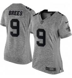 Womens Nike New Orleans Saints 9 Drew Brees Limited Gray Gridiron NFL Jersey