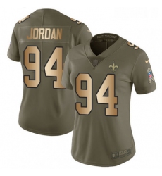 Womens Nike New Orleans Saints 94 Cameron Jordan Limited OliveGold 2017 Salute to Service NFL Jersey