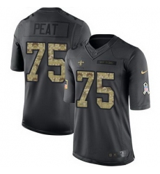 Nike Saints #75 Andrus Peat Black Youth Stitched NFL Limited 2016 Salute to Service Jersey