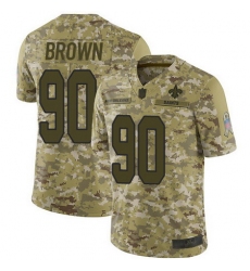 Saints 90 Malcom Brown Camo Youth Stitched Football Limited 2018 Salute to Service Jersey