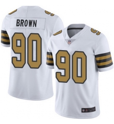 Saints 90 Malcom Brown White Youth Stitched Football Limited Rush Jersey
