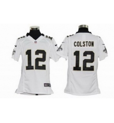 Youth Nike New Orleans Saints 12# Marques Colston Game Team White Color Jersey (S-XL)