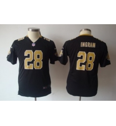 Youth Nike New Orleans Saints 28# Mark Ingram Black Color Jersey