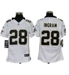 Youth Nike New Orleans Saints 28# Mark Ingram White Color Jersey