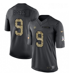 Youth Nike New Orleans Saints 9 Drew Brees Limited Black 2016 Salute to Service NFL Jersey