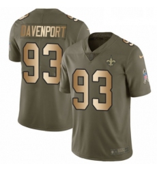 Youth Nike New Orleans Saints 93 Marcus Davenport Limited OliveGold 2017 Salute to Service NFL Jersey