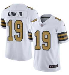 Youth Nike Saints #19 Ted Ginn Jr White Stitched NFL Limited Rush Jersey