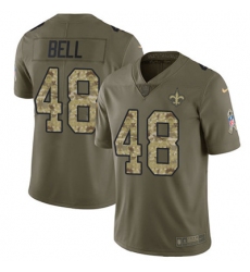 Youth Nike Saints #48 Vonn Bell Olive Camo Stitched NFL Limited 2017 Salute to Service Jersey