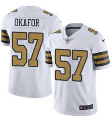 Youth Nike Saints #57 Alex Okafor White Stitched NFL Limited Rush Jersey