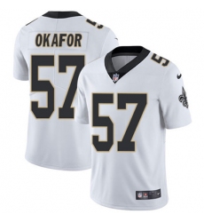 Youth Nike Saints #57 Alex Okafor White Stitched NFL Vapor Untouchable Limited Jersey