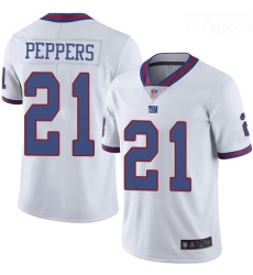 Giants 21 Jabrill Peppers White Men Stitched Football Limited Rush Jersey