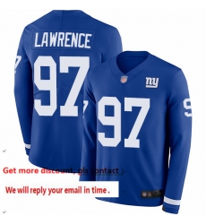 Giants 97 Dexter Lawrence Royal Blue Team Color Men Stitched Football Limited Therma Long Sleeve Jersey