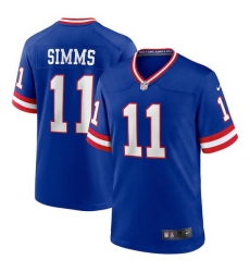 Men New York Giants 11 Phil Simms Royal Classic Retired Player Stitched Game Jersey