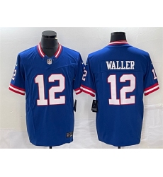 Men New York Giants 12 Darren Waller Blue Classic 2023 F U S E  Vapor Untouchable Limited Stitched Jersey