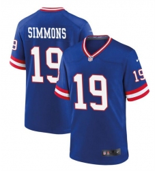 Men New York Giants 19 Isaiah Simmons Royal Classic Stitched Game Jersey
