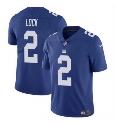 Men New York Giants 2 Drew Lock Blue Vapor Untouchable Limited Stitched Jersey