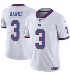 Men New York Giants 3 Deonte Banks White Limited Stitched Jersey