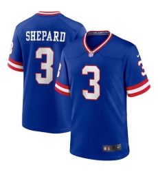Men New York Giants 3 Sterling Shepard Royal Classic Retired Player Stitched Game Jersey