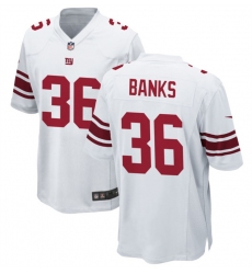 Men New York Giants 36 Deonte Banks White 2023 Draft Stitched Game Jersey