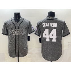 Men New York Giants 44 Cam Skattebo Gray With Patch Cool Base Stitched Baseball Jersey