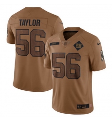 Men New York Giants 56 Lawrence Taylor 2023 Brown Salute To Service Vapor Untouchable Limited Stitched Jersey