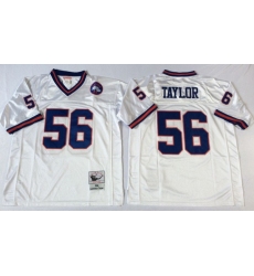Men New York Giants 56 Lawrence Taylor White M&N Throwback Jersey