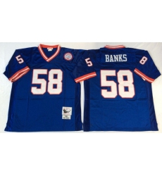 Men New York Giants 58 Carl Banks Blue M&N Throwback Jersey