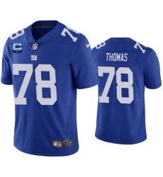 Men New York Giants #78 Andrew Thomas Blue With C Patch Vapor Untouchable Limited Stitched Jersey