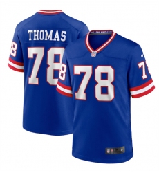 Men New York Giants 78 Andrew Thomas Royal Classic Retired Player Stitched Game Jersey