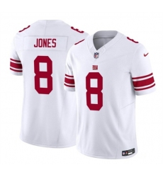 Men New York Giants 8 Daniel Jones White 2023 F U S E  Vapor Untouchable Limited Stitched Jersey