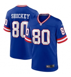 Men New York Giants 80 Jeremy Shockey Royal Classic Retired Player Stitched Game Jersey