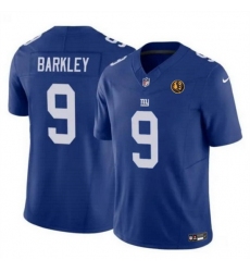Men New York Giants 9 Matt Barkley Blue 2023 F U S E  With John Madden Patch Vapor Limited Stitched Football Jersey