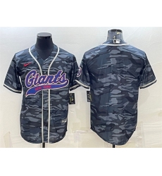 Men New York Giants Blank Grey Camo With Patch Cool Base Stitched Baseball Jersey