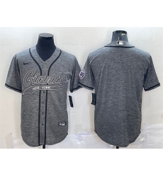Men New York Giants Blank Grey With Patch Cool Base Stitched Baseball Jersey