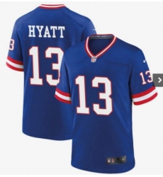 Men New York Giants Jalin Hyatt #13 Royal Classic Stitched 2023 F.U.S.E Jersey