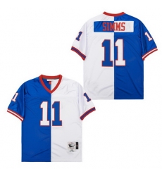 Men New York Giants Phil Simms #11 White Blue Split Stitched Football Jersey