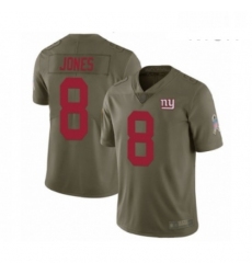Mens New York Giants 8 Daniel Jones Limited Olive 2017 Salute to Service Football Jersey