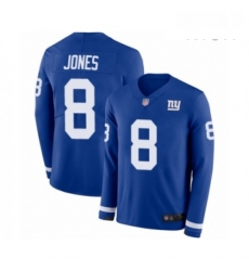 Mens New York Giants 8 Daniel Jones Limited Royal Blue Therma Long Sleeve Football Jersey
