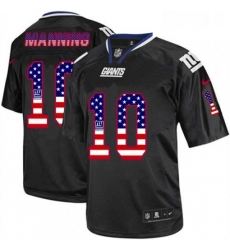 Mens Nike New York Giants 10 Eli Manning Elite Black USA Flag Fashion NFL Jersey
