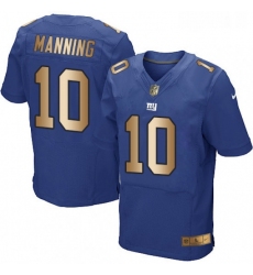 Mens Nike New York Giants 10 Eli Manning Elite BlueGold Team Color NFL Jersey