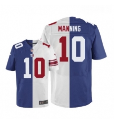 Mens Nike New York Giants 10 Eli Manning Elite BlueWhite Split Fashion NFL Jersey