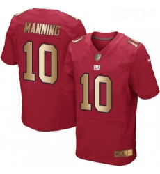 Mens Nike New York Giants 10 Eli Manning Elite RedGold Alternate NFL Jersey