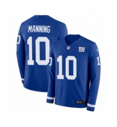 Mens Nike New York Giants 10 Eli Manning Limited Royal Blue Therma Long Sleeve NFL Jersey