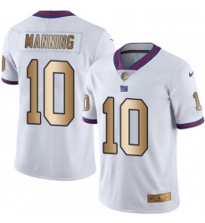 Mens Nike New York Giants 10 Eli Manning Limited WhiteGold Rush NFL Jersey