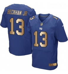 Mens Nike New York Giants 13 Odell Beckham Jr Elite BlueGold Team Color NFL Jersey