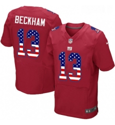 Mens Nike New York Giants 13 Odell Beckham Jr Elite Red Alternate USA Flag Fashion NFL Jersey