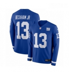 Mens Nike New York Giants 13 Odell Beckham Jr Limited Royal Blue Therma Long Sleeve NFL Jersey